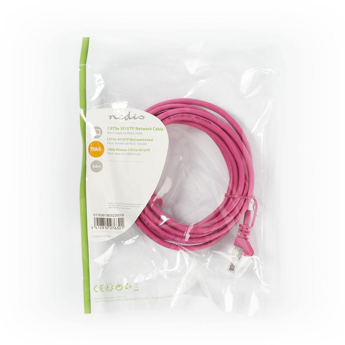 Cable de Red Cat5e Sf/utp | Rj45 Macho - 3,0 m Rosa