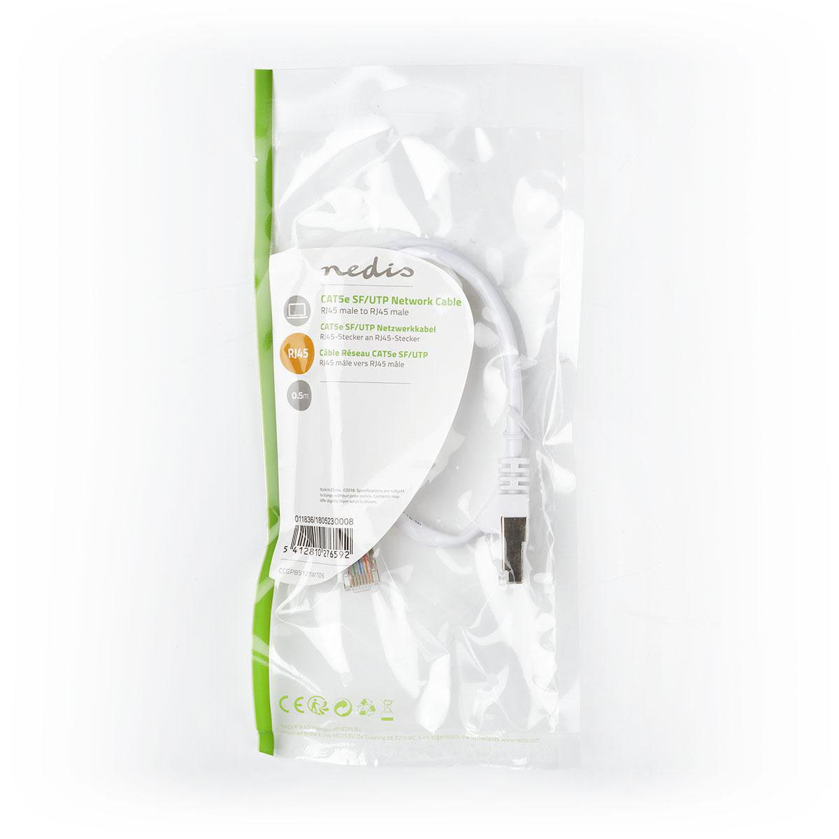 Cable Cat 5e | Sf/utp Rj45 (8p8c) Macho 0.50 m Redondo PVC Blanco
