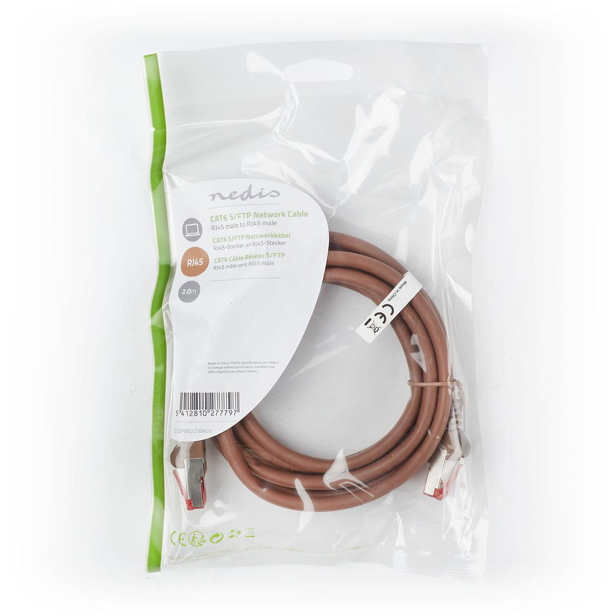 Cable de Red Cat6 S/ftp | Rj45 Macho - 2,0 m Marrón