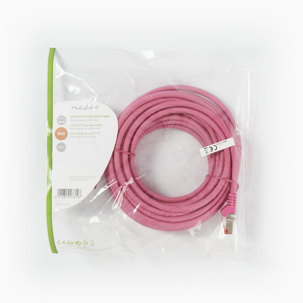 Cable de Red Cat6 S/ftp | Rj45 Macho - 7,5 m Rosa