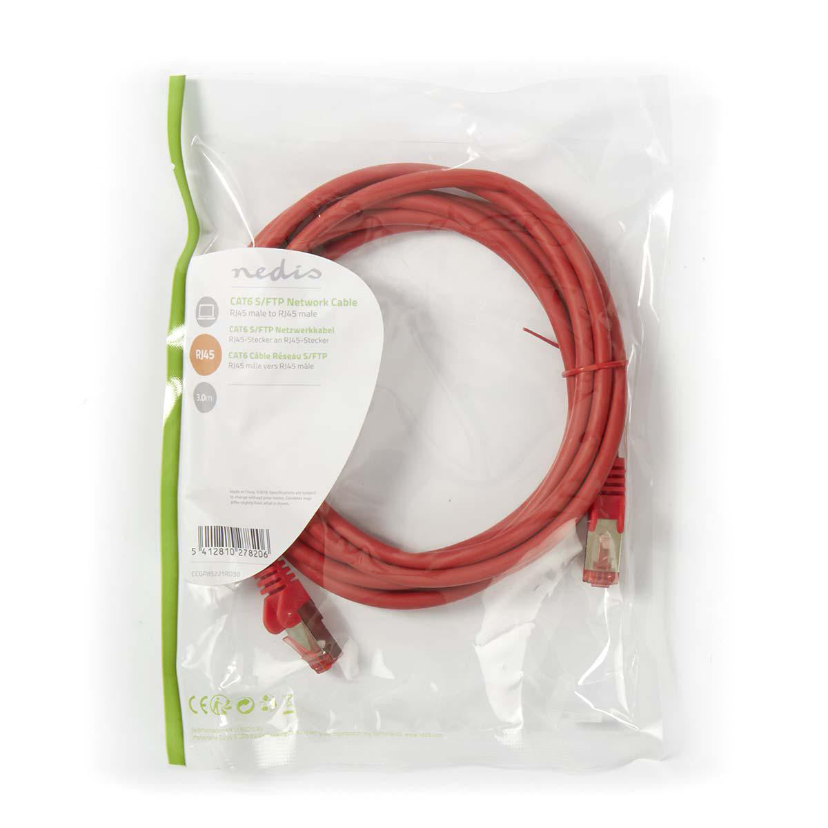 Cable de Red Cat6 S/ftp | Rj45 Macho - 3,0 m Rojo