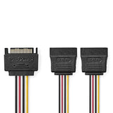 Cable de Alimentación Interno | Sata 15 Pines Macho - 2 x Hembra 0,15 m