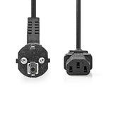 Cable de Alimentación 3 x 1,5 mm² | Schuko Macho en Ángulo - Iec-320-c13 10 m Negro