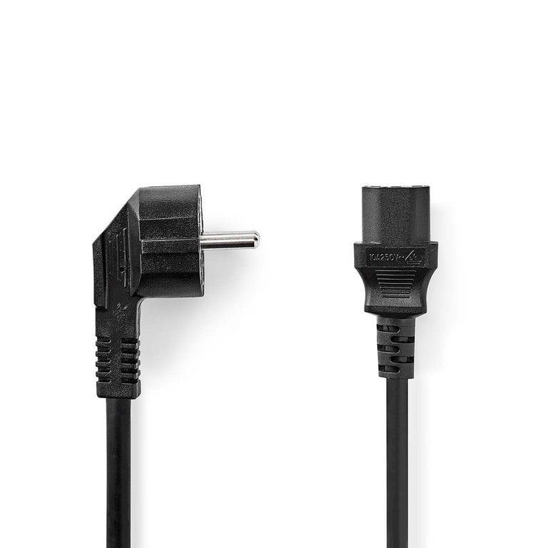 Power Cable 3 x 1.5 mm² | Schuko Male Angled - IEC-320-C13 2.0 m Black