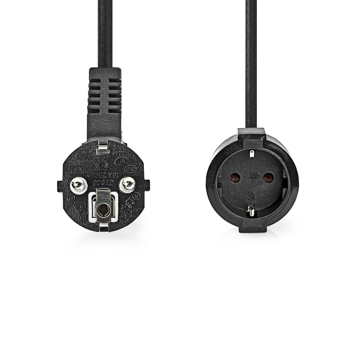 Cable de Alimentación | Schuko Macho en Ángulo - Hembra 3,0 m Negro
