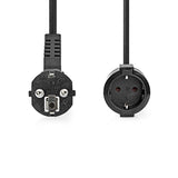 Cable de Alimentación | Schuko Macho en Ángulo - Hembra 3,0 m Negro