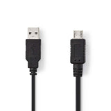 Cable USB 2.0 | A Macho - Micro 2,0 m Negro