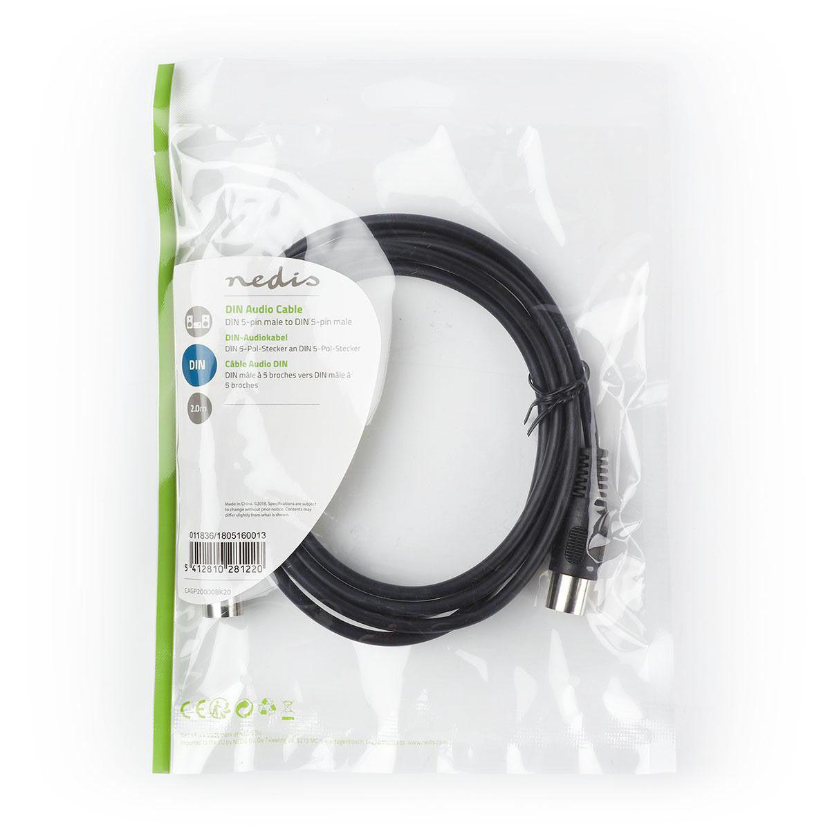 Cable de Audio DIN | 5 Pines Macho - 2,0 m Negro