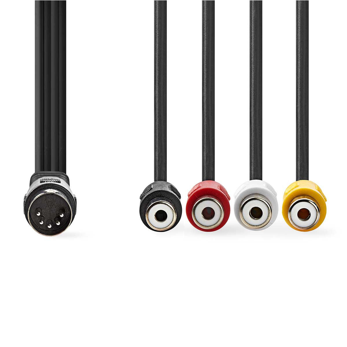 Cable de Audio DIN | 5 Pines Macho - 4x RCA Hembra 0,2 m Negro