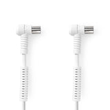 Cable Coaxial de 120 dB | IEC (Coaxial) Macho en Ángulo - Hembra 20 m Blanco