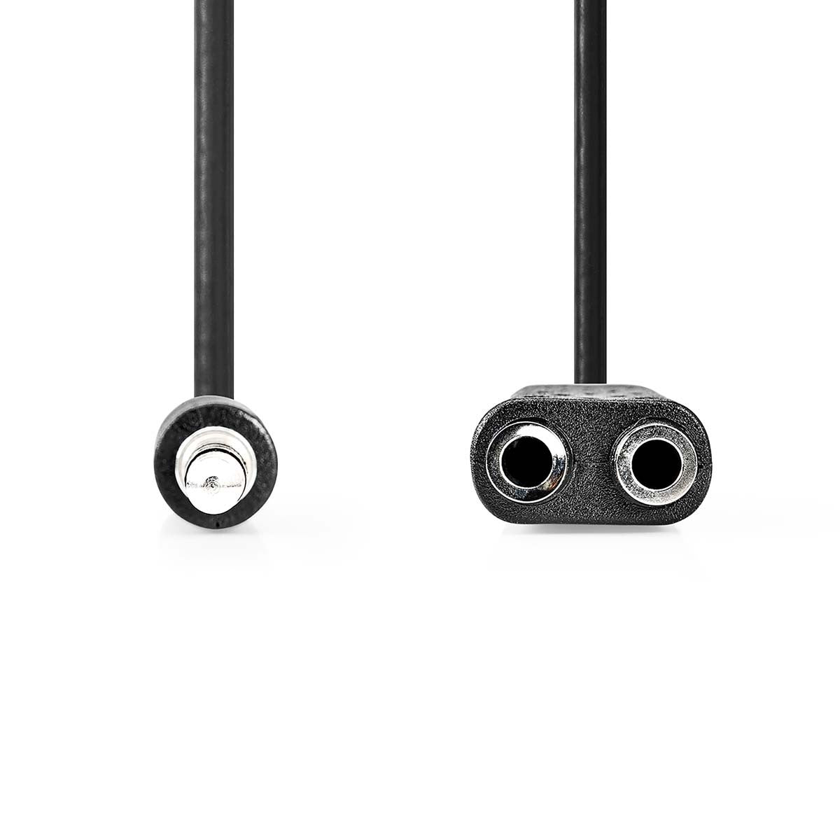 Cable de Audio Estéreo Macho 3,5 mm a 2x Hembra 0,2 m Negro en Bolsa de polipropileno