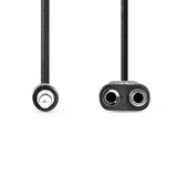Cable de Audio Estéreo Macho 3,5 mm a 2x Hembra 0,2 m Negro en Bolsa de polipropileno