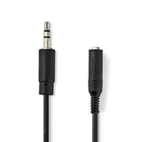 Cable de Audio Estéreo jack Macho 3,5 mm a Hembra 6,35mm de 0,2 m color Negro
