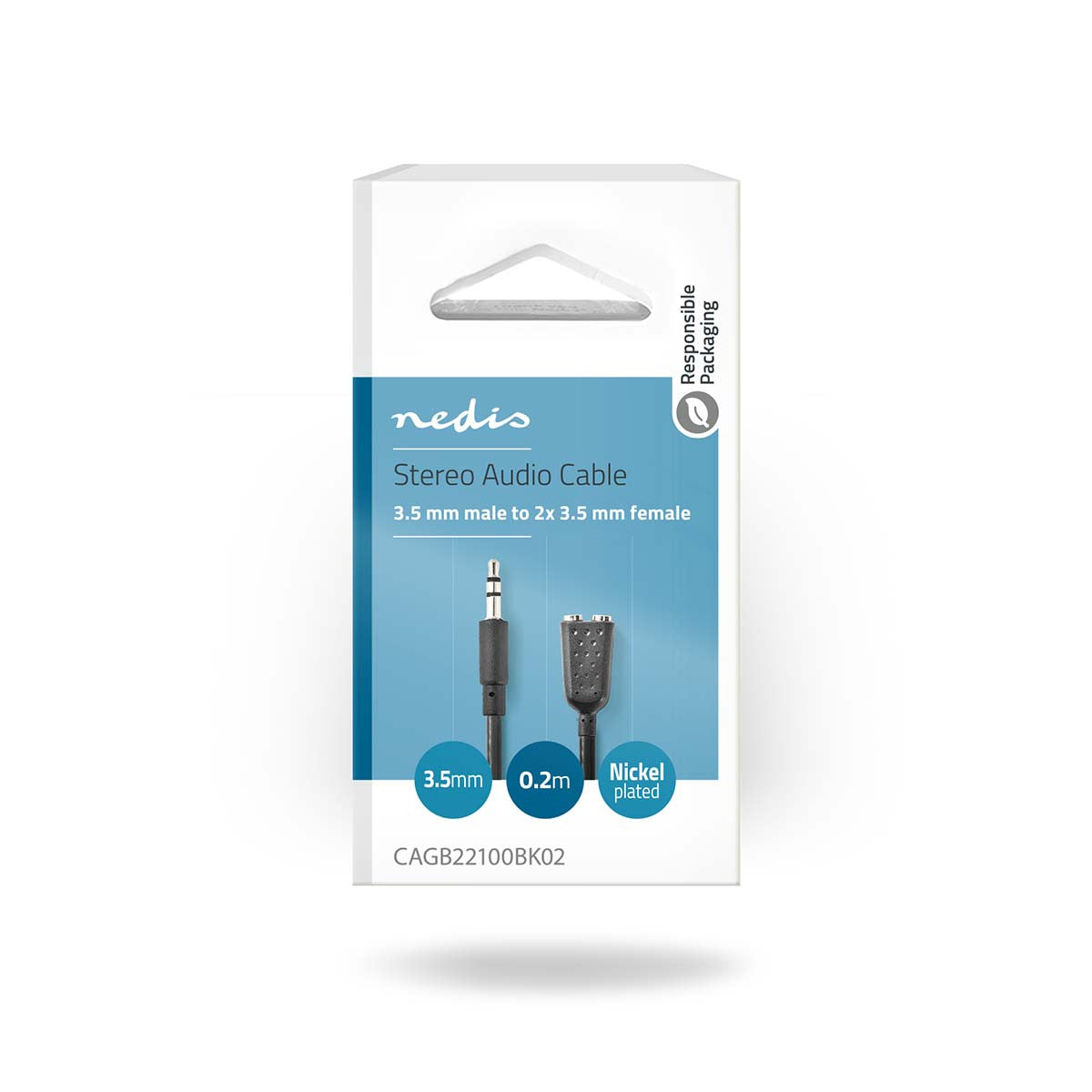 Cable de Audio Estéreo jack Macho 3,5 mm a 2x Hembra 0,2 m Negro