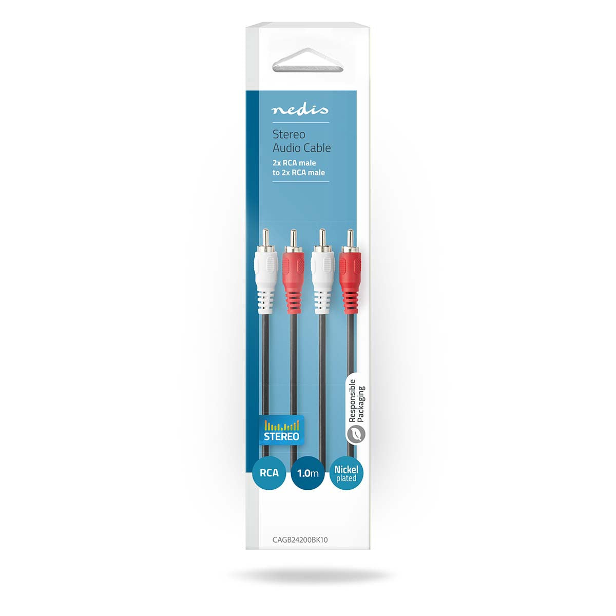 Cable de Audio de 2x RCA Macho de 1,0 m Negro