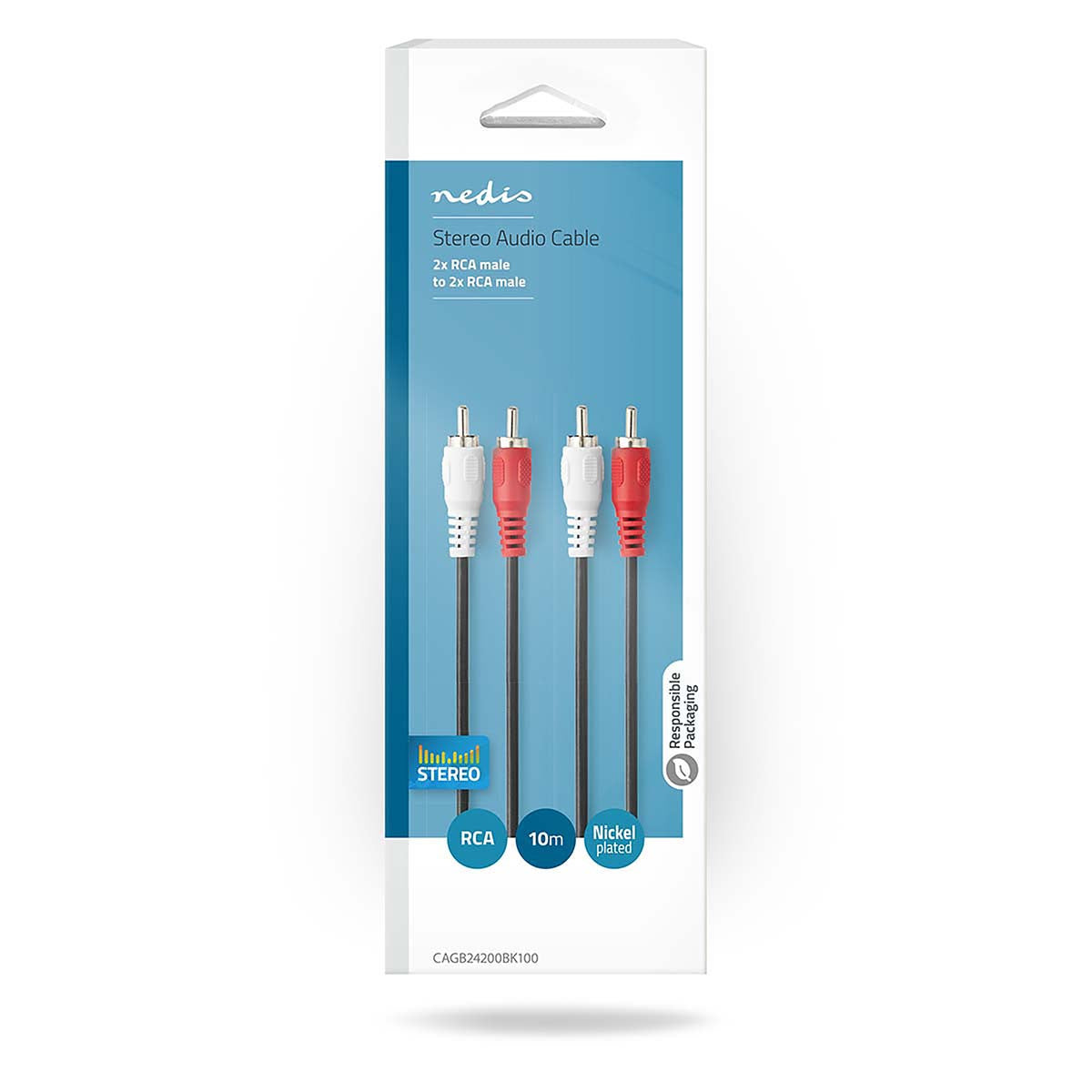 Cable de Audio Estéreo | 2x RCA Macho - 10 m Negro
