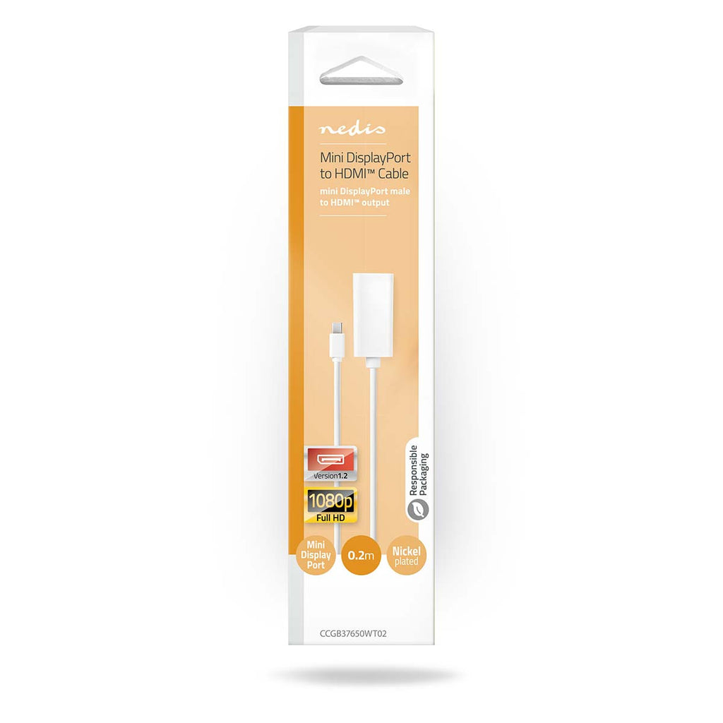 Adaptador Mini DisplayPort a HDMI Hembra (Mini DP) | Full HD 1080p para Mac | Blanco