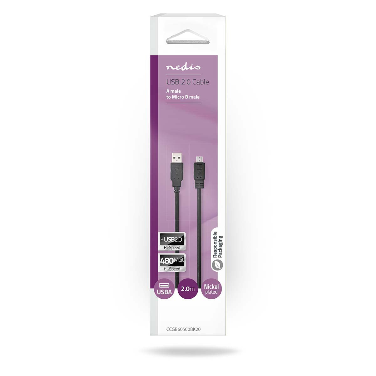 Cable USB 2.0 | A Macho - Micro B 2,0 m Negro
