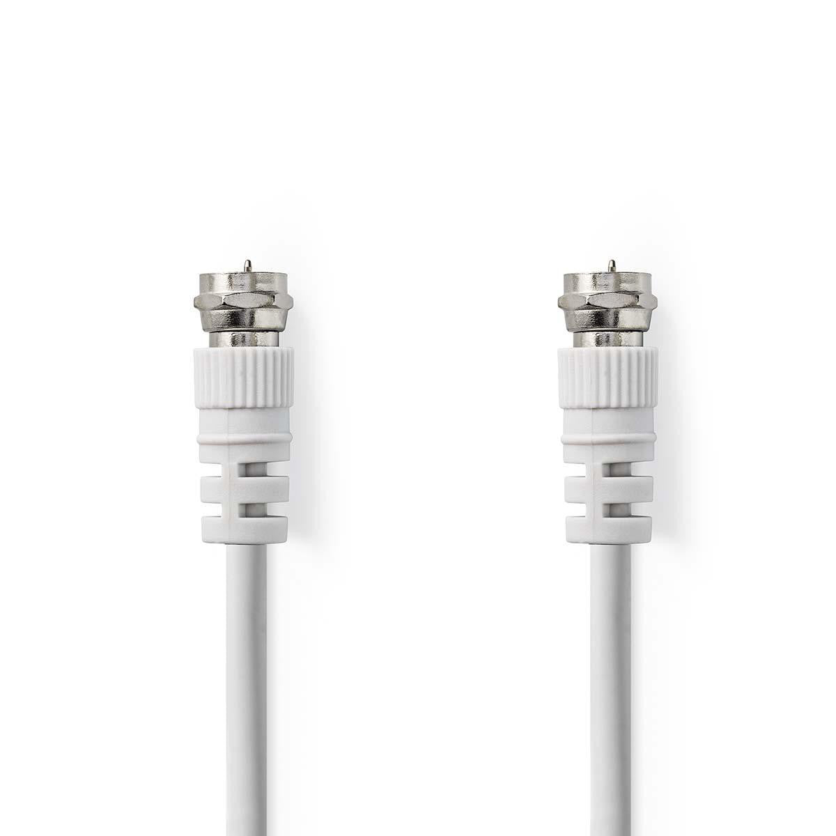 Cable de Satélite y Antena  F Macho de 2,0 m Blanco en Blíster