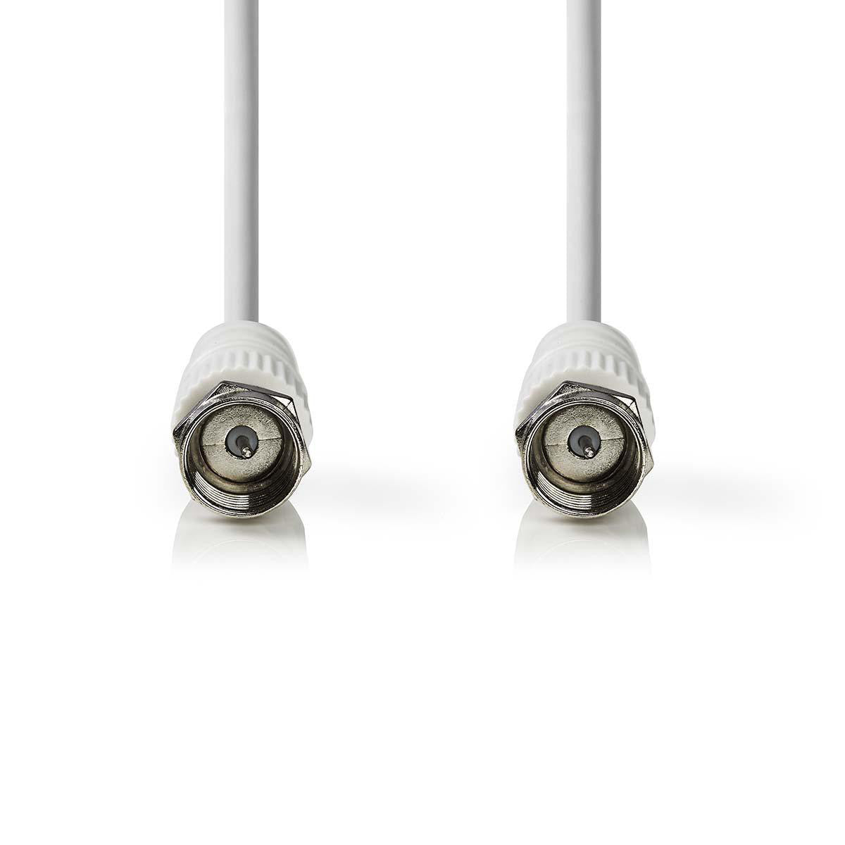 Cable de Satélite y Antena  F Macho de 2,0 m Blanco en Blíster