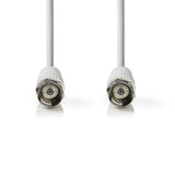 Cable de Satélite y Antena  F Macho de 2,0 m Blanco en Blíster