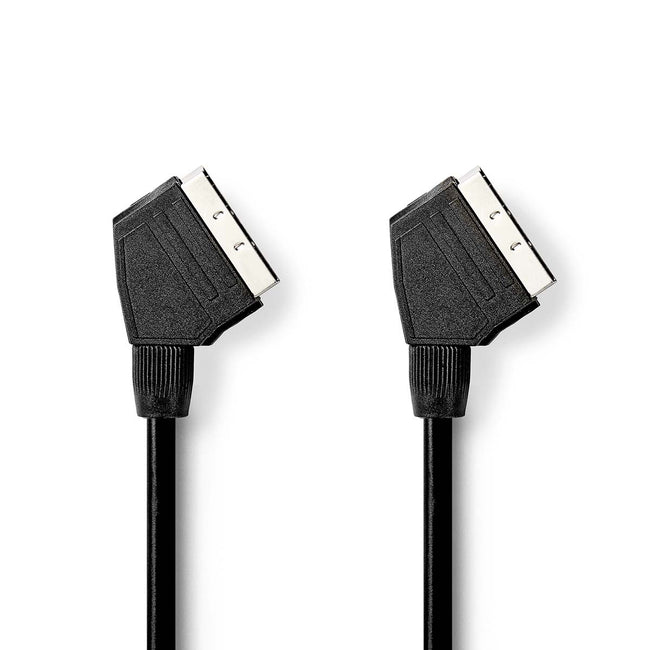 Cable SCART Macho a Macho (Euroconector) | Conectores Acodados | 2 m Negro