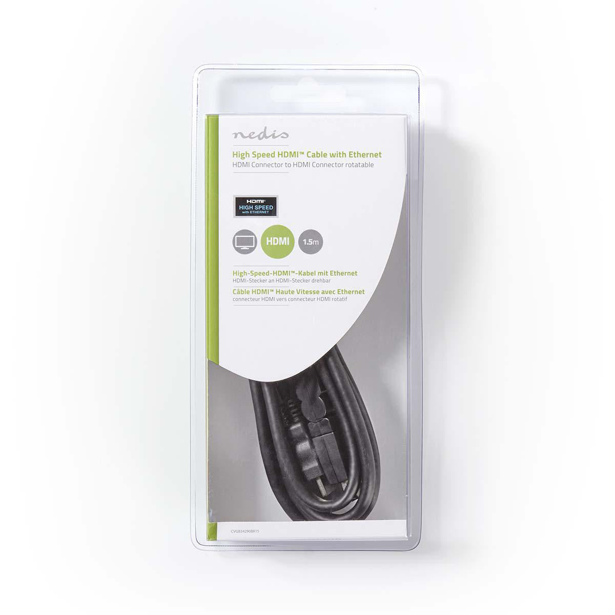 Cable Hdmi de Alta Velocidad con Ethernet | Conector Hdmi - Giratorio 1,5 m Negro