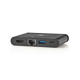 Concentrador Para Ordenador | USB Type-c Usb-c/usb 3.0/hdmi/ethernet Gigabit Suministro de Potencia 100 W Negro