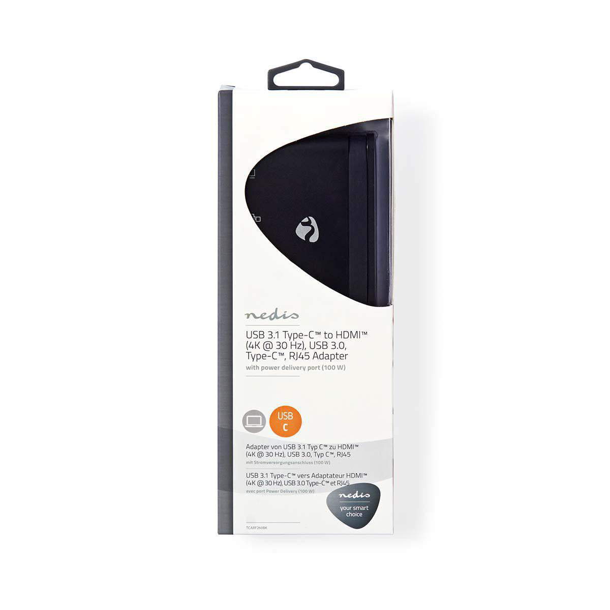 Concentrador Para Ordenador | USB Type-c Usb-c/usb 3.0/hdmi/ethernet Gigabit Suministro de Potencia 100 W Negro