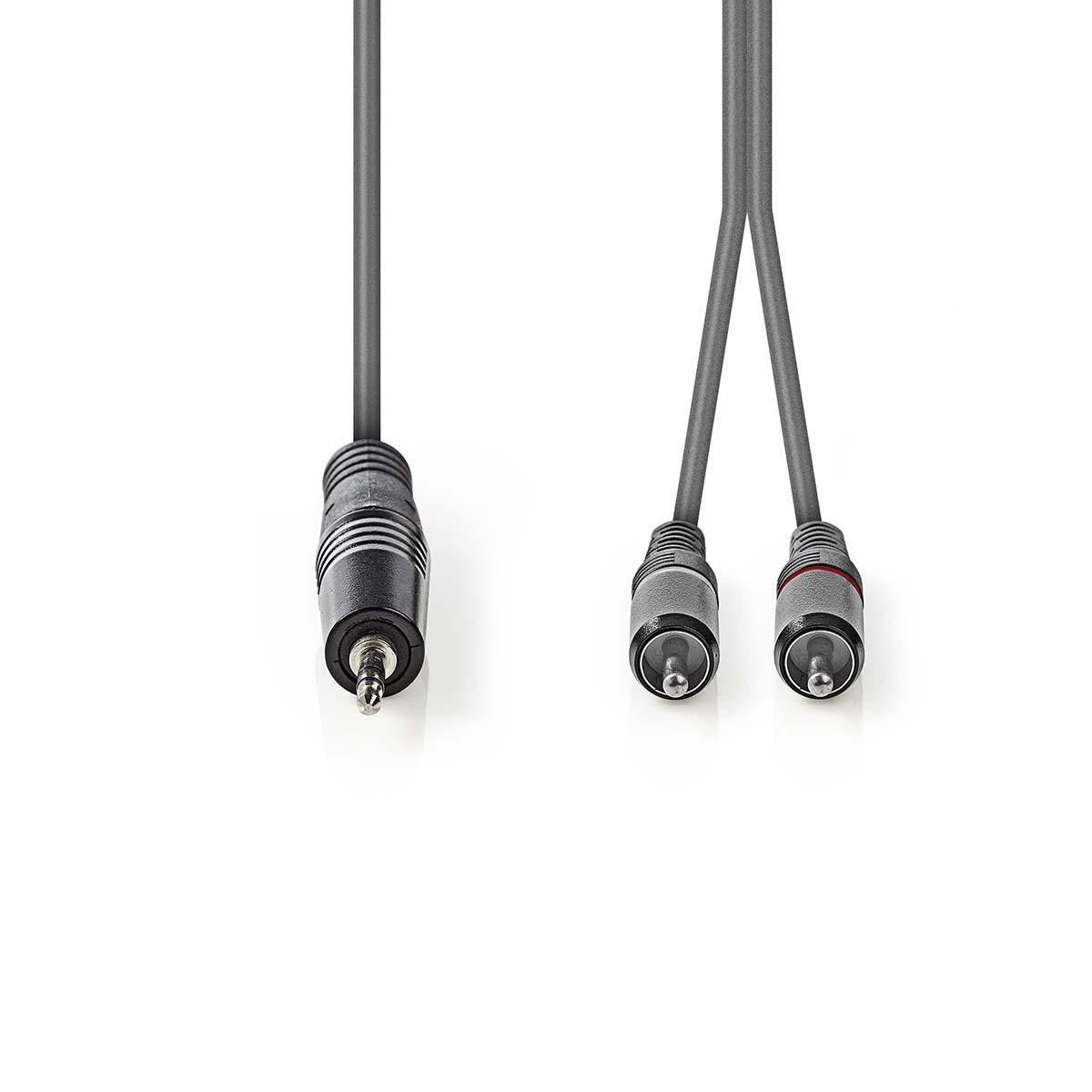 Cable de Audio Estéreo | 3,5 mm Macho - 2x RCA 5,0 m Gris