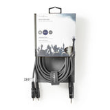 Cable de Audio Estéreo | 3,5 mm Macho - 2x RCA 5,0 m Gris