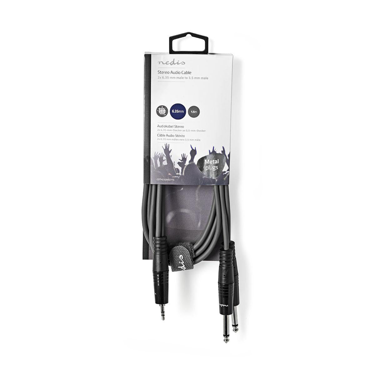 Cable de Audio Estéreo | 2x 6,35 mm Macho - 3,5 1,5 m Gris