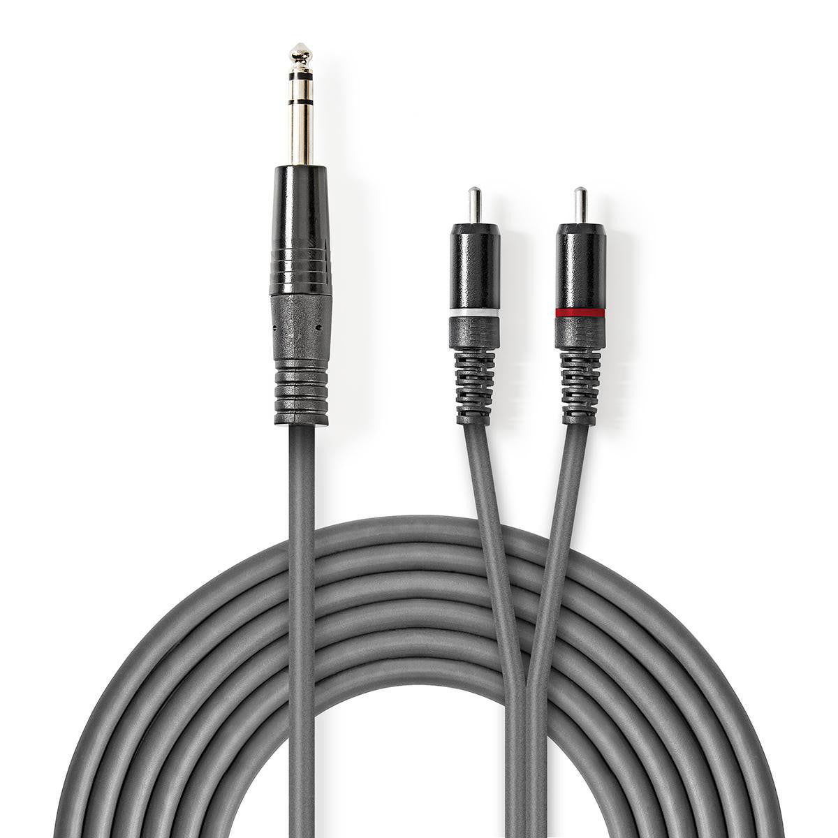 Cable de Audio Estéreo | 6,35 mm Macho - 2x RCA 1,5 m Gris