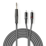 Cable de Audio Estéreo | 6,35 mm Macho - 2x RCA 1,5 m Gris