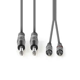 Cable de Audio Estéreo | 2x 6,35 mm Macho - RCA 1,5 m Gris