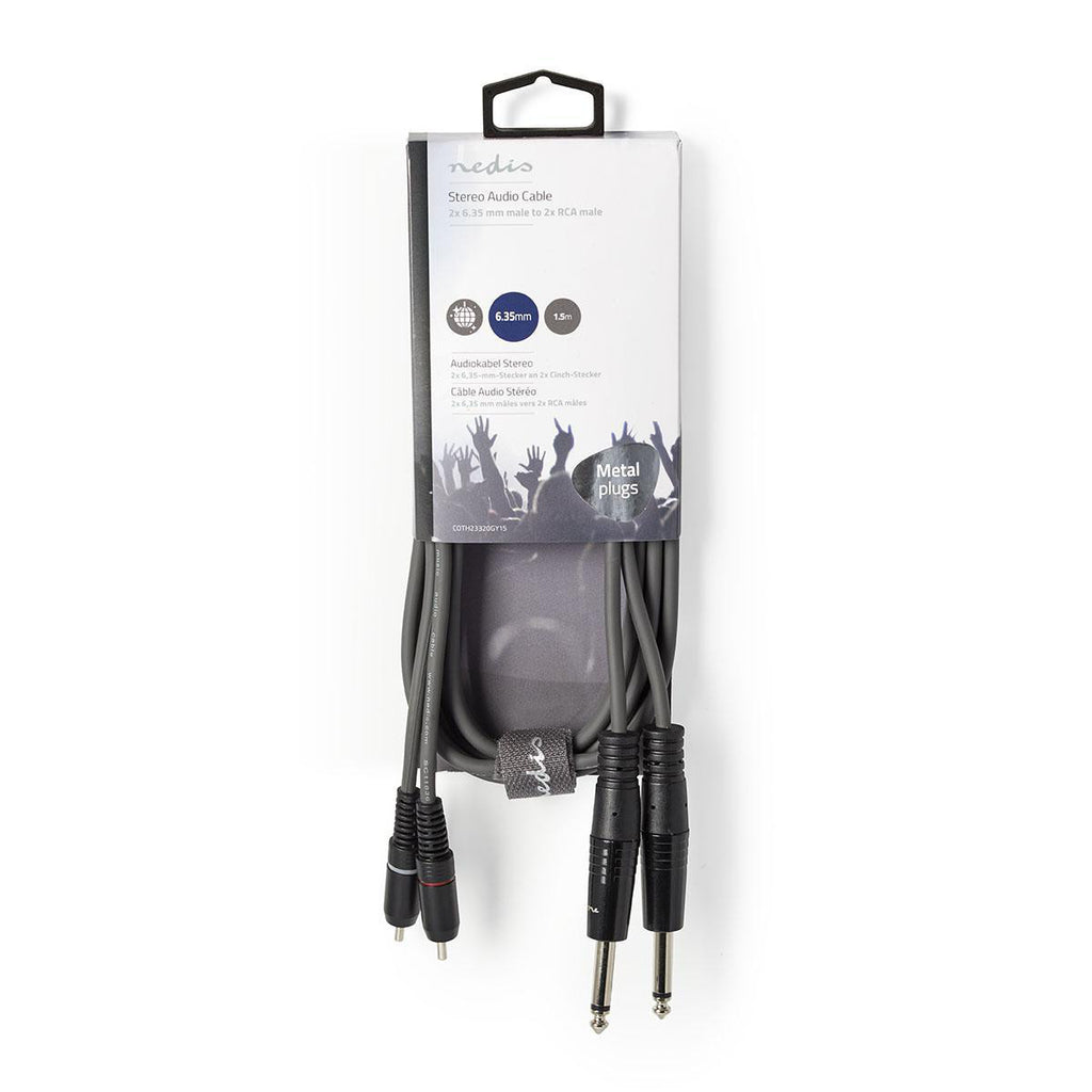 Stereo Audio Cable 2x 6.35 mm Male to 2x RCA Male