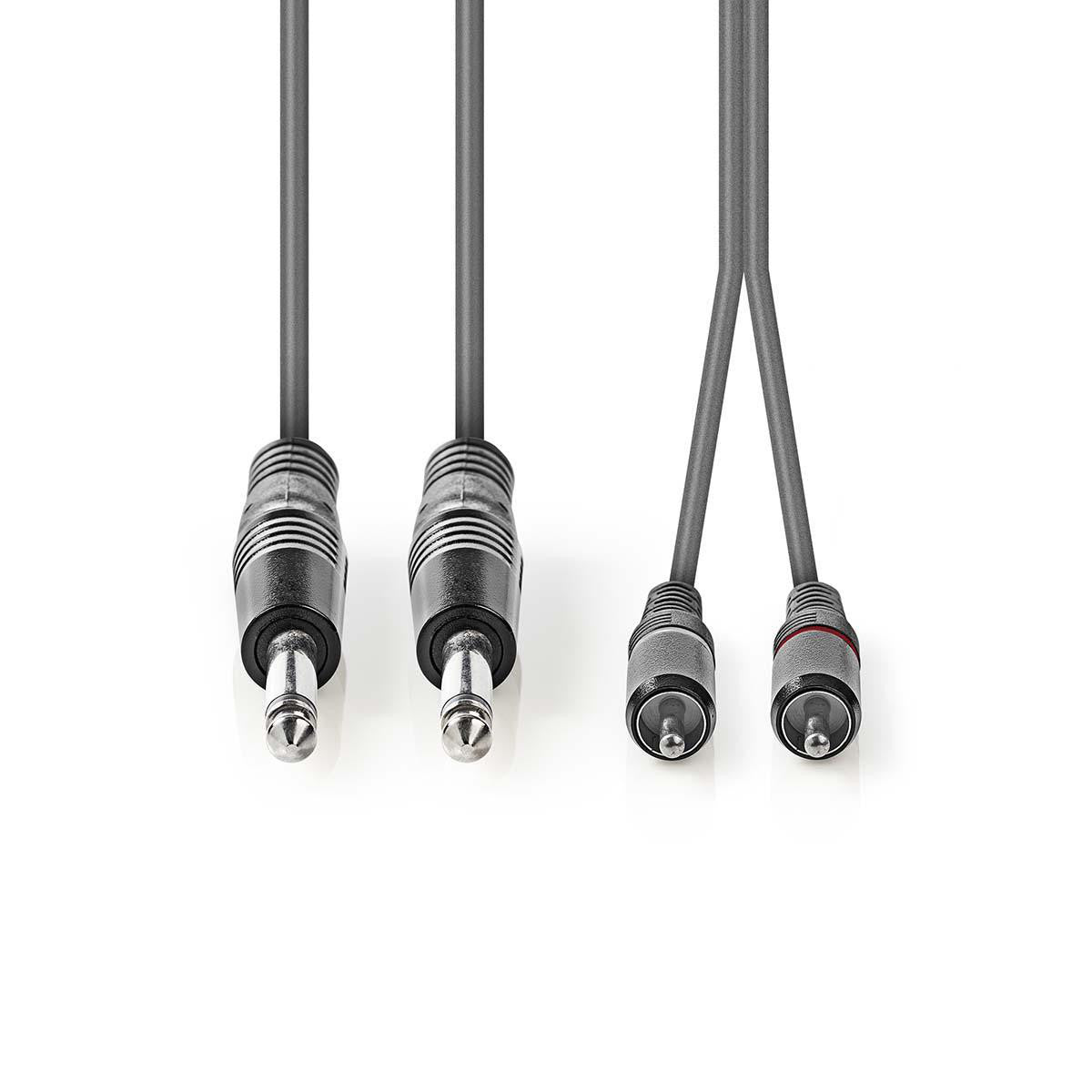 Cable de Audio Estéreo | 2x 6,35 mm Macho RCA 5,0 m Gris