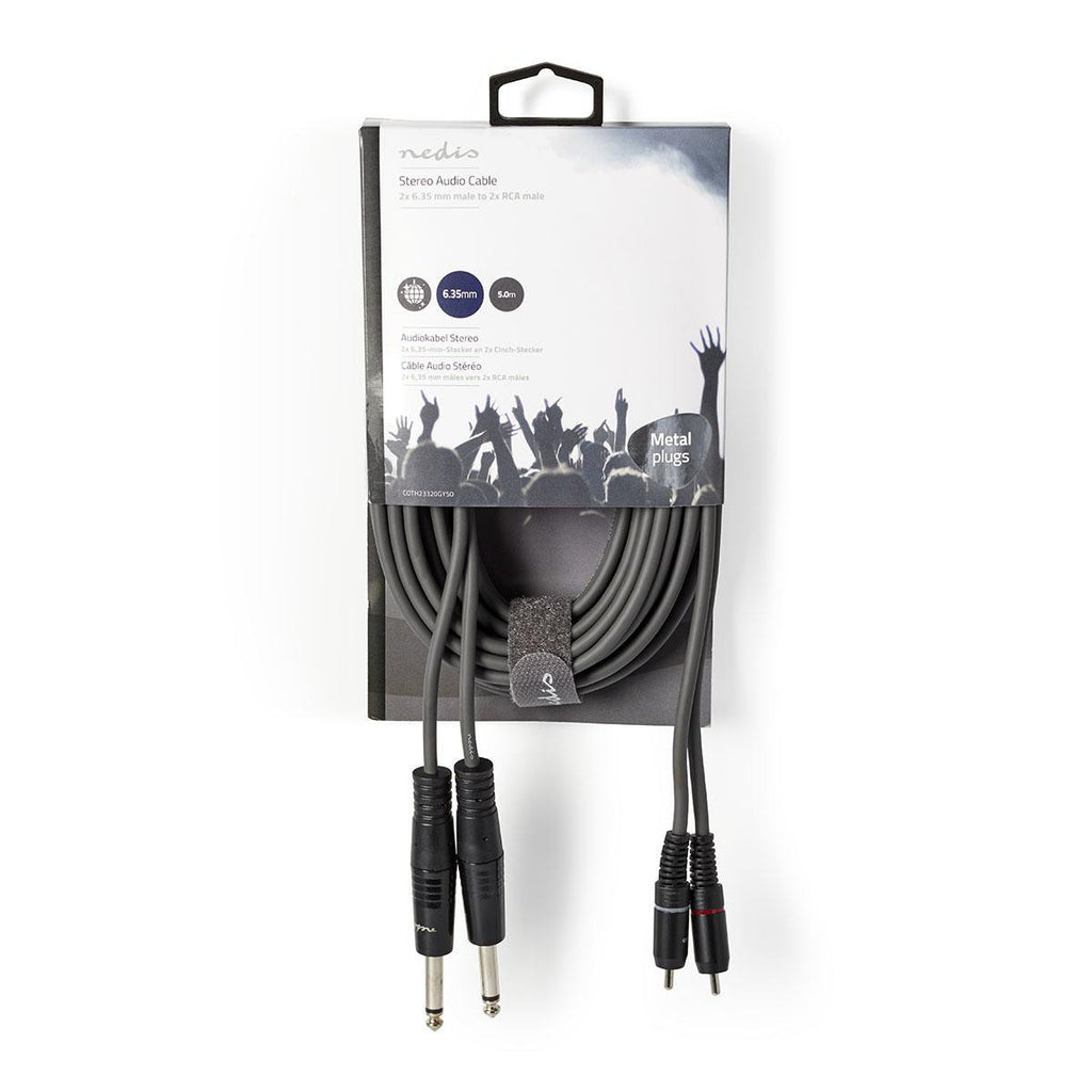 Stereo Audio Cable 2x 6.35 mm Male to 2x RCA Male