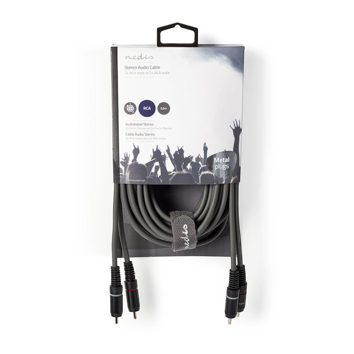 Cable de Audio Estéreo | 2x RCA Macho 5,0 m Gris