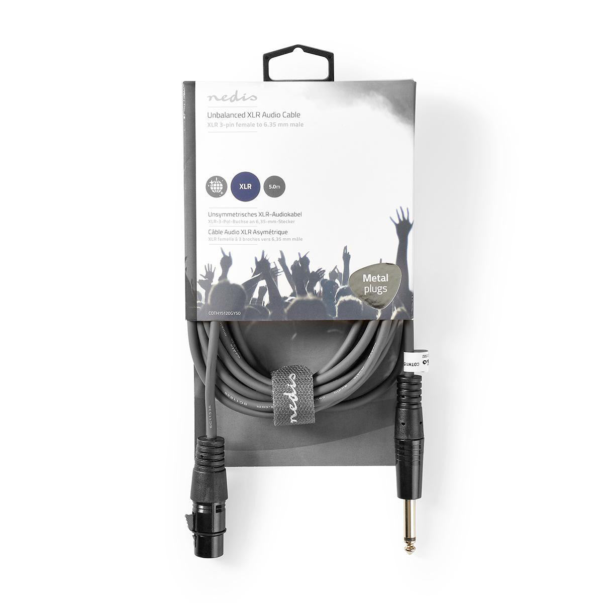 Cable de Audio XLR Descompensado | 3 Pines Hembra - 6,35 mm Macho 5,0 m Gris Cables