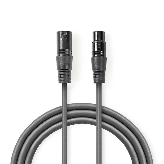 Cable de Audio XLR Balanceado | 3 Pines Macho a Hembra - Gris
