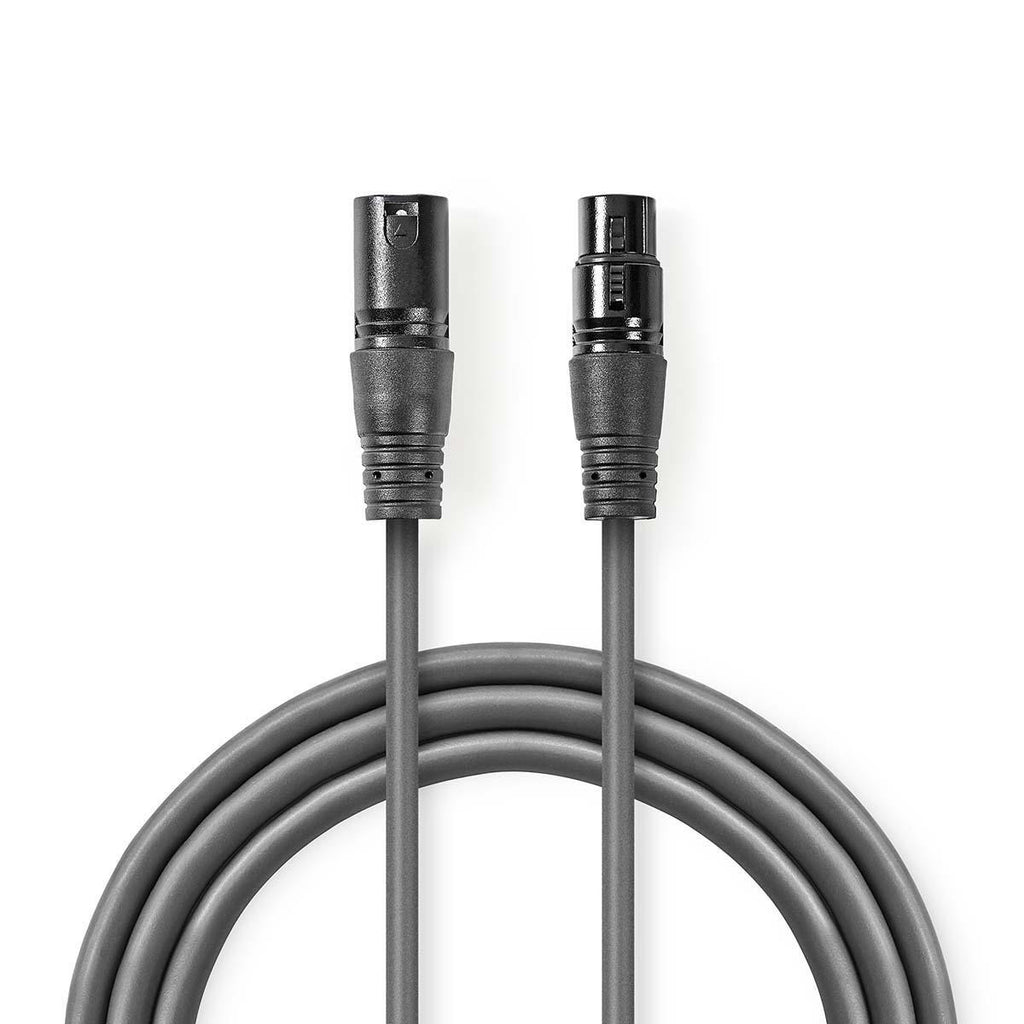 Cable de Audio XLR Balanceado | 3 Pines Macho a Hembra - Gris