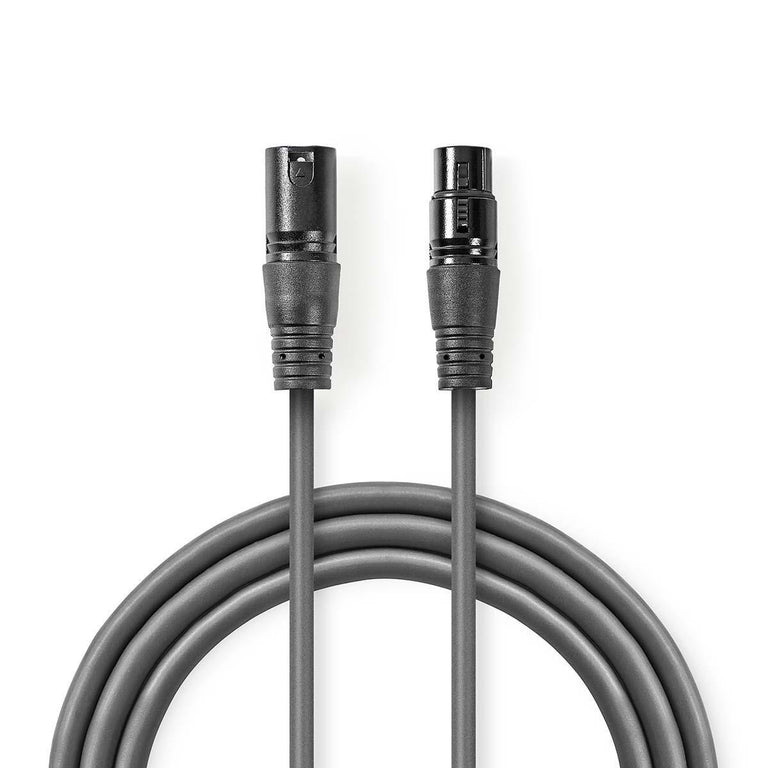 Cable de Audio XLR Balanceado | 3 Pines Macho a Hembra - Gris