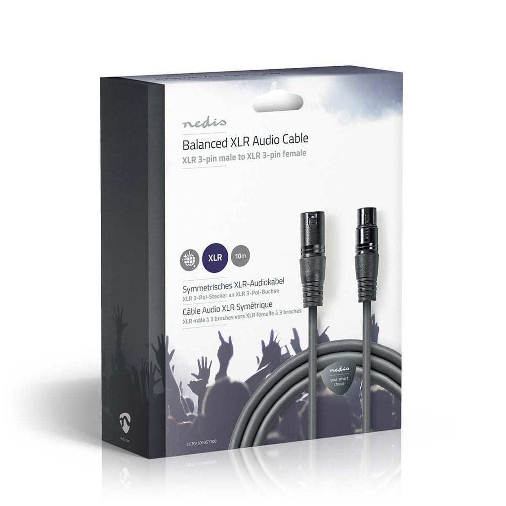 Cable de Audio XLR Balanceado Nedis 3 Pines Macho a Hembra - Gris
