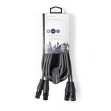 Cable de Audio XLR Compensado | 2x 3 Pines Macho - Hembra 3,0 m Gris