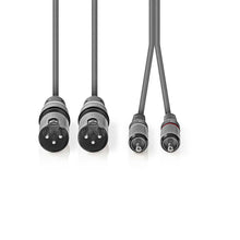 Cable de Audio Estéreo | 2x XLR 3 Pines Macho a 2x RCA Macho - Gris