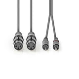 Cable de Audio XLR | 2x 3 Pines Hembra - RCA Macho 3,0 m Gris