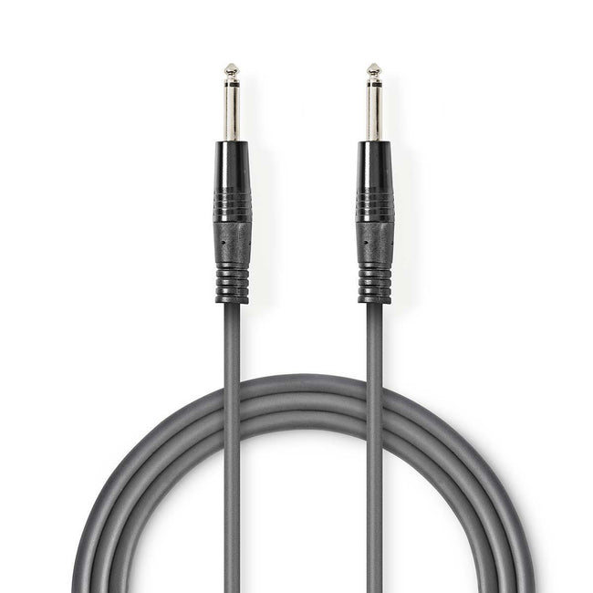 Unbalanced Audio Cable | 6.35mm Jack Male to Male - Grey