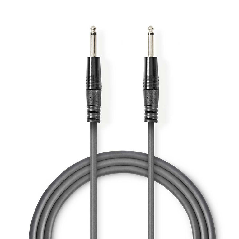 Cable de Audio No Balanceado | Jack 6,35 mm Macho a Macho - Gris