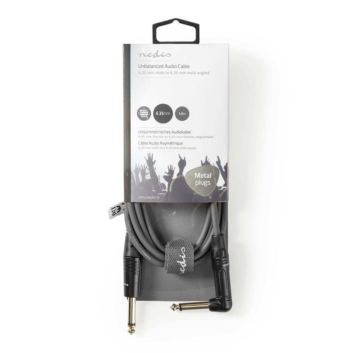 Cable de Audio Descompensado | 6,35 mm Macho - en Ángulo 1,5 m Gris